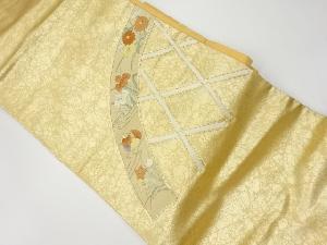 リサイクル　蛇籠に鴛鴦・花々模様刺繍名古屋帯